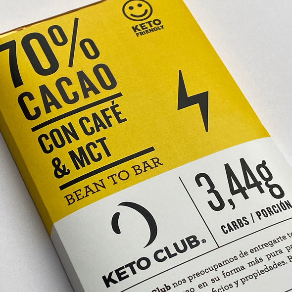 CHOCOLATE 70% CACAO CON CAFÉ + MCT
