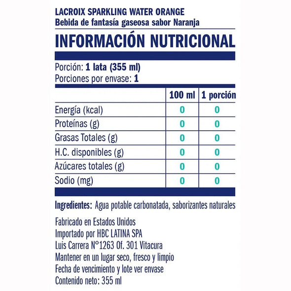 AGUA LA CROIX NARANJA (355 mL)