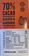 CHOCOLATE 70% CACAO CON ALMENDRASKETO CLUB
