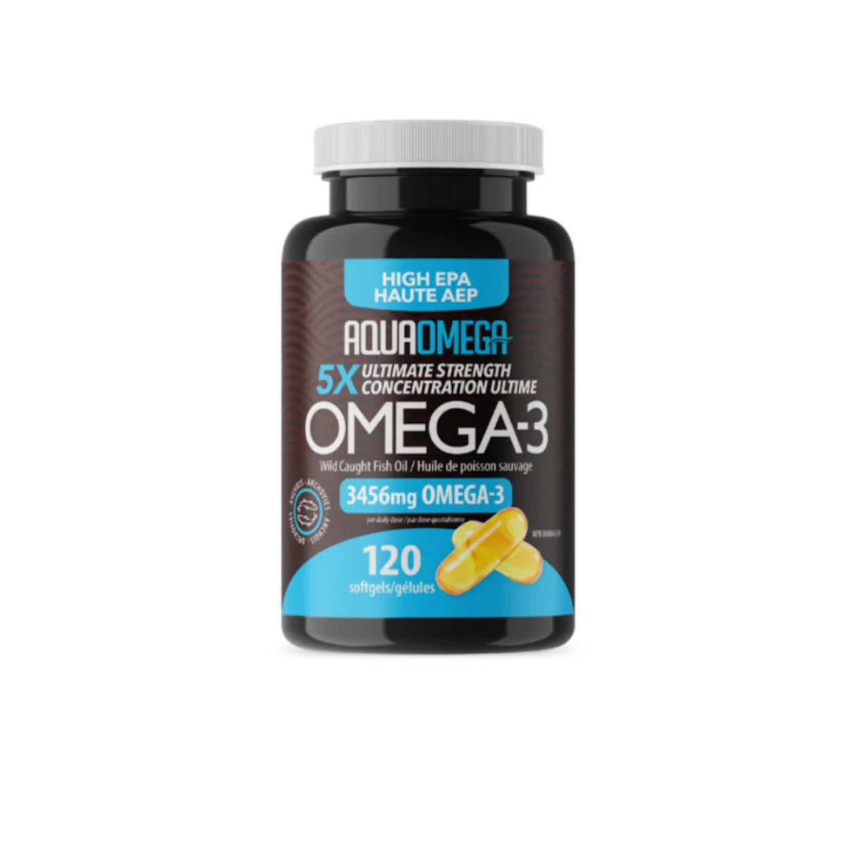 OMEGA 3 - 5X ALTO EN EPA - AQUAOMEGA (120 cápsulas.30 porciones de 3.456mg ó 60 porciones de 1.728mg)