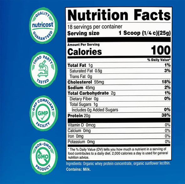 WHEY ORGÁNICO NUTRICOST - SIN SABOR (454grs)