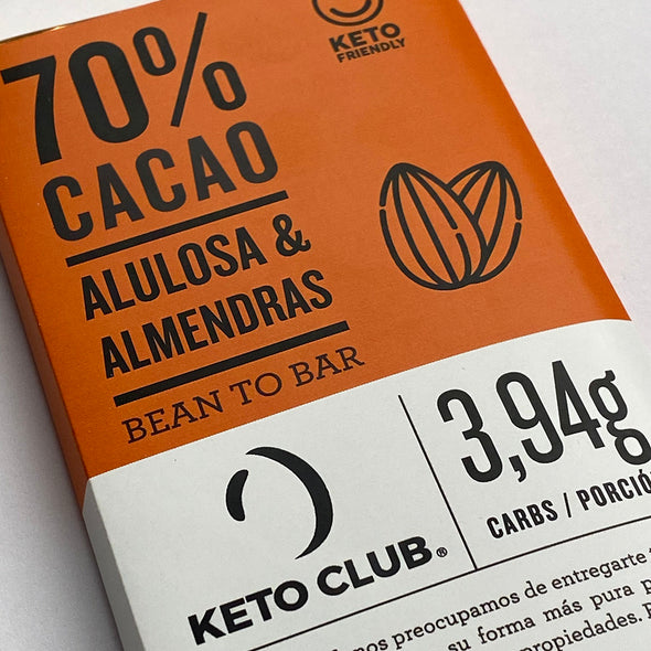 CHOCOLATE 70% CACAO CON ALMENDRASKETO CLUB