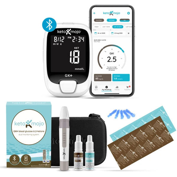 KETO-MOJO GK+ - KIT DE INICIO BÁSICO MEDIDOR DE GLUCOSA Y CETONAS